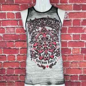 Affliction Men's Graphic Tank Top - Size: Small- Gray / Black - NWT